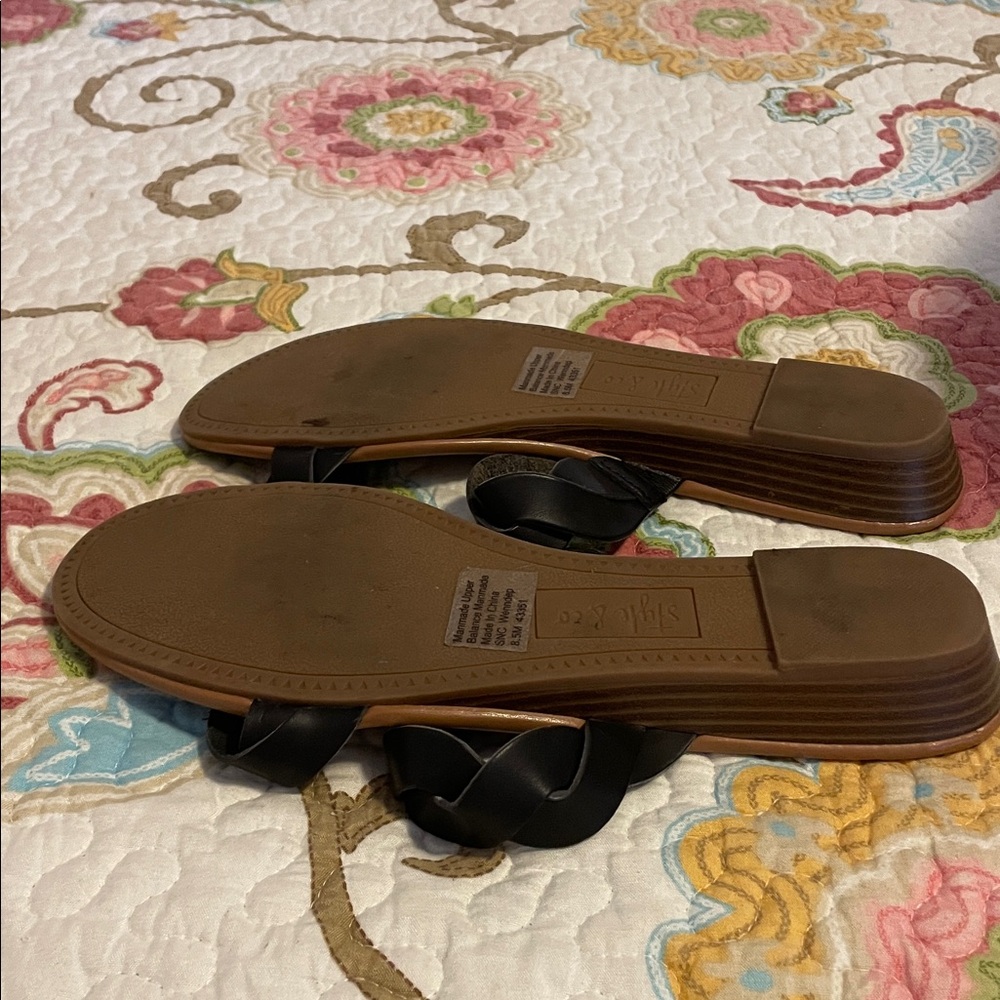 Style & Co. Black Braided Strap Slide Sandals - Picture 3 of 4